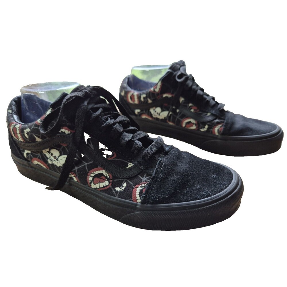 Vans Old Skool Frights Vampire Fangs Bats Skateboard Black Shoes Mens 9 W 10.5